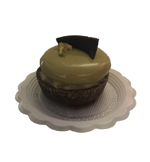 Tartelletta Mandorla / Cacao con Mela e Pistacchio